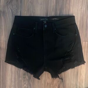 Kendall and Kylie black distressed denim short | the icon short